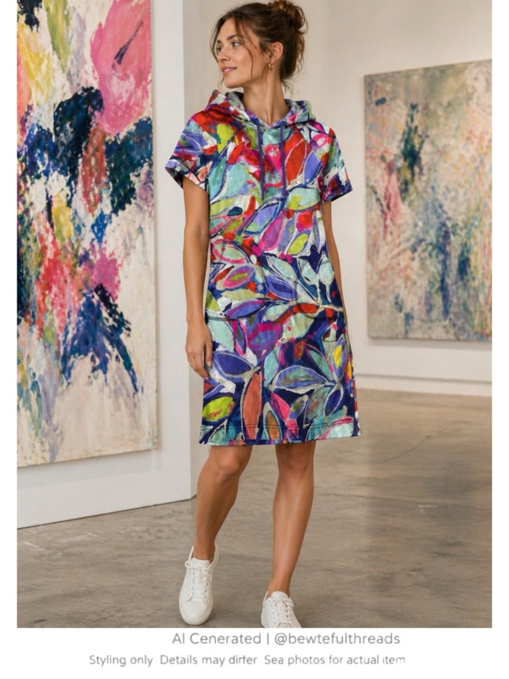 Artsy Abstract Hoodie Dress Wearable Art Teacher Core Pocket Dress